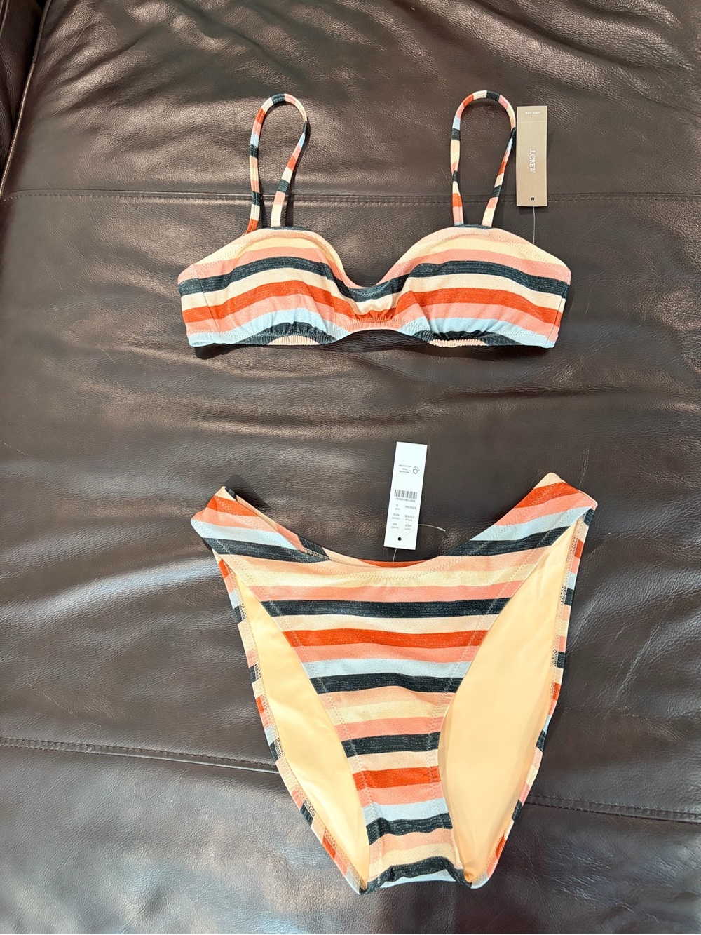 NWT Wave bikini in Sparkle stripe. Sold out at J Crew.